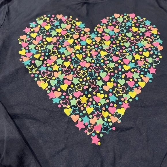 Large girls long-sleeve shirt with bright heart & star designs - Picture 2 of 2